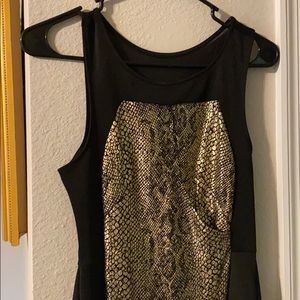 Black gold midi dress